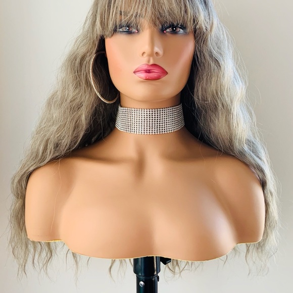 “Put On & Go” Ombre Ash Grey Synthetic Wig with Bangs  😊 NO FURTHER DISCOUNT - Picture 7 of 11